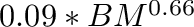 $0.09*BM^{0.66}$